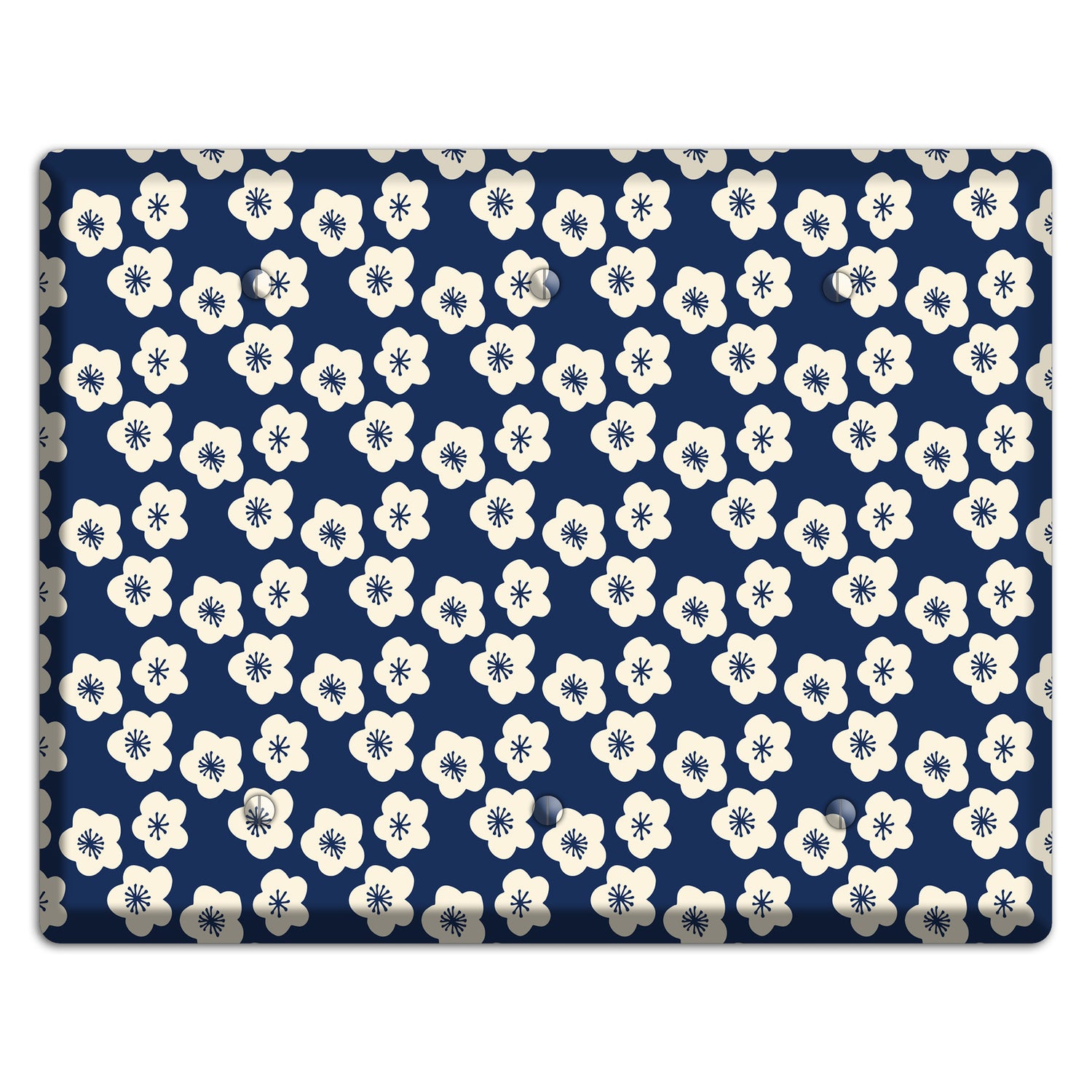 Navy Blossoms 3 Blank Wallplate