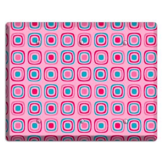 Pink and Blue Rounded Squares 3 Blank Wallplate