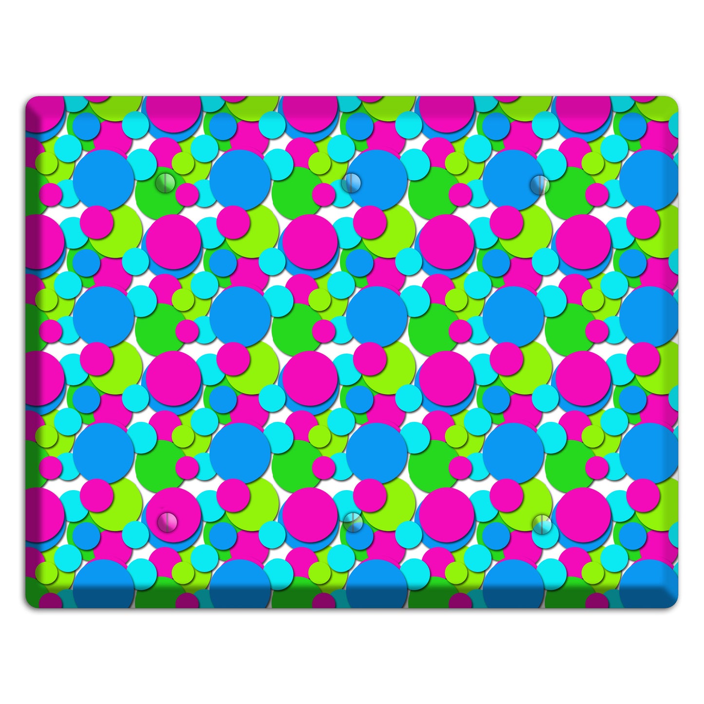 Fuschia Lime Blue Bubble Dots 3 Blank Wallplate