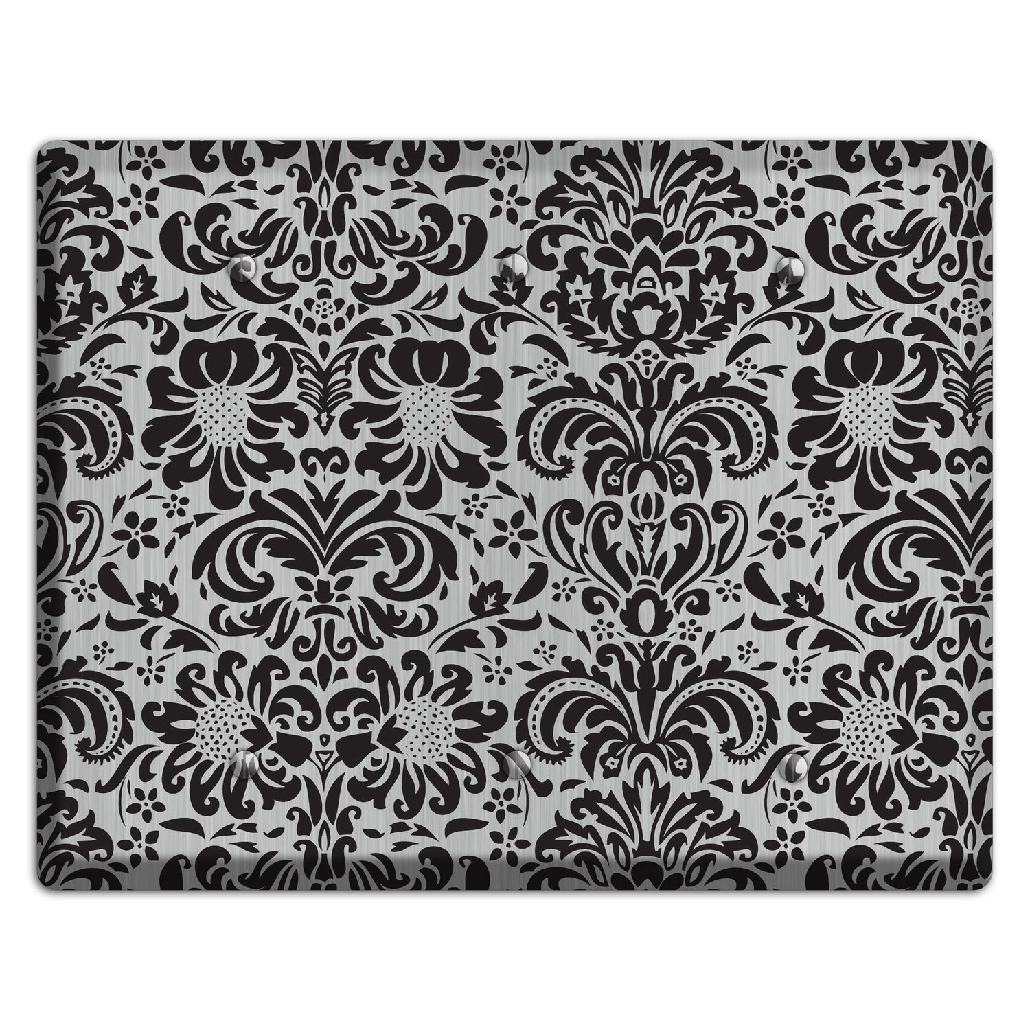 Black Toile  Stainless 3 Blank Wallplate