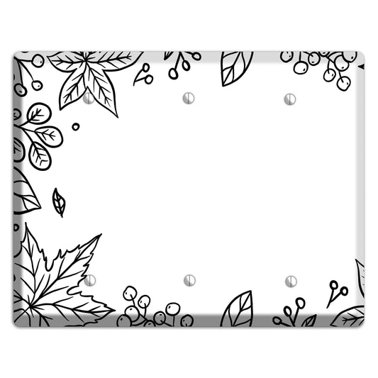 Hand-Drawn Floral 25 3 Blank Wallplate