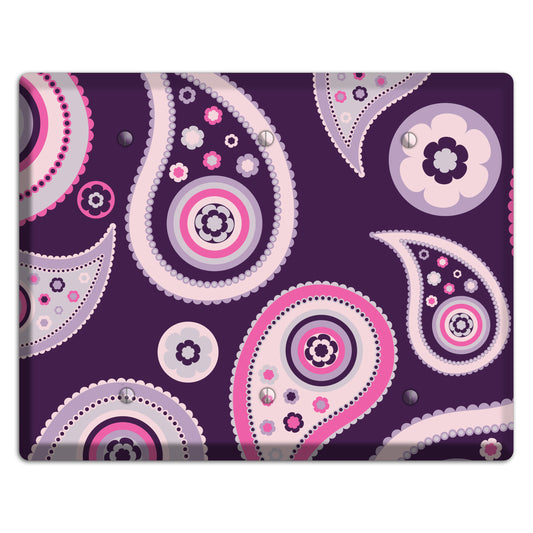 Purple Paisley 3 Blank Wallplate