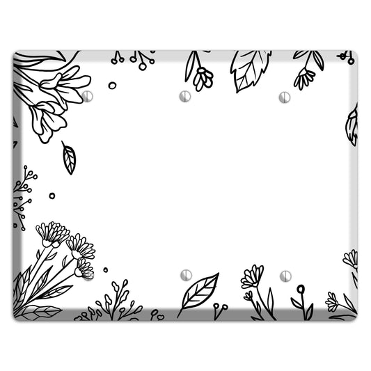 Hand-Drawn Floral 30 3 Blank Wallplate