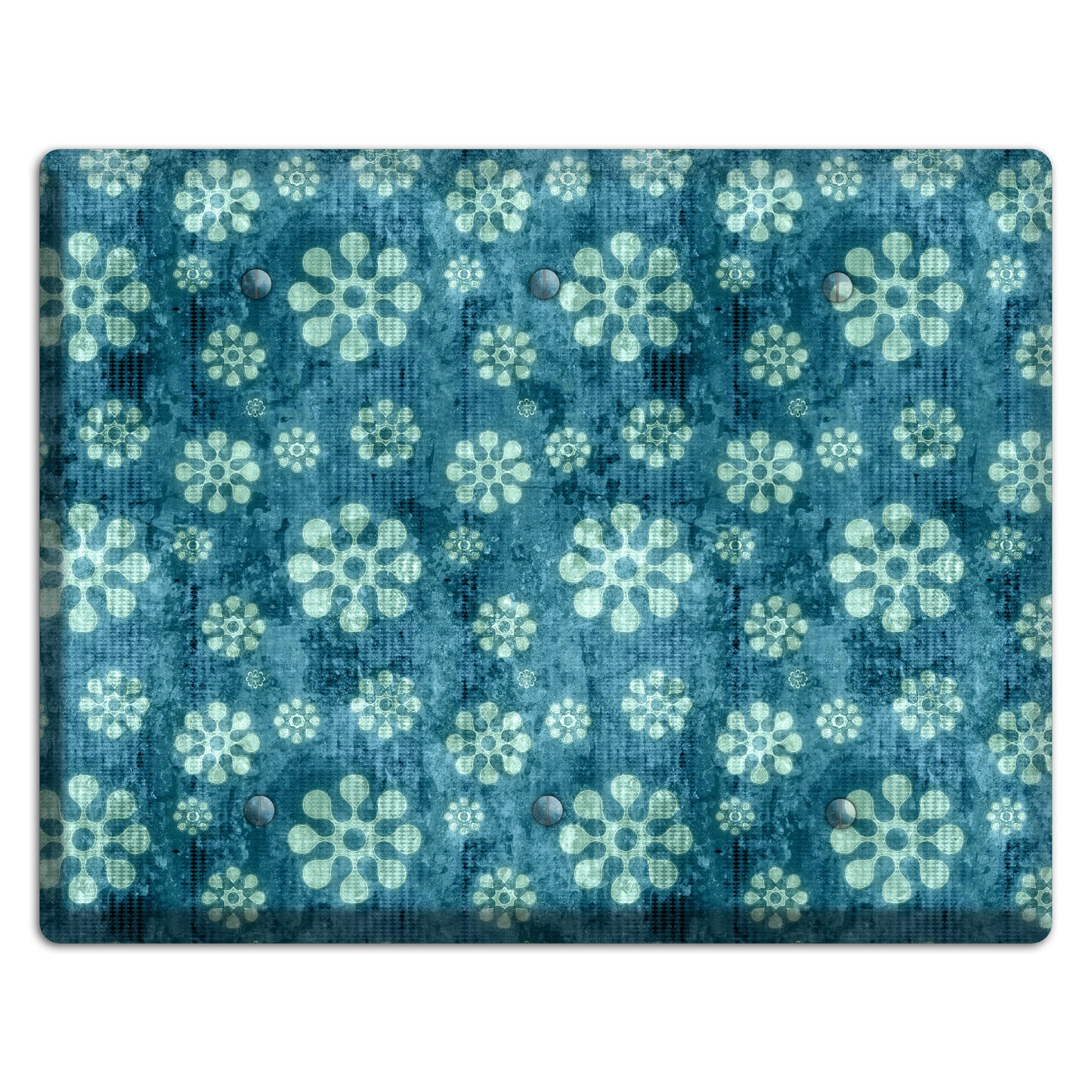 Turquoise Grunge Floral 3 Blank Wallplate