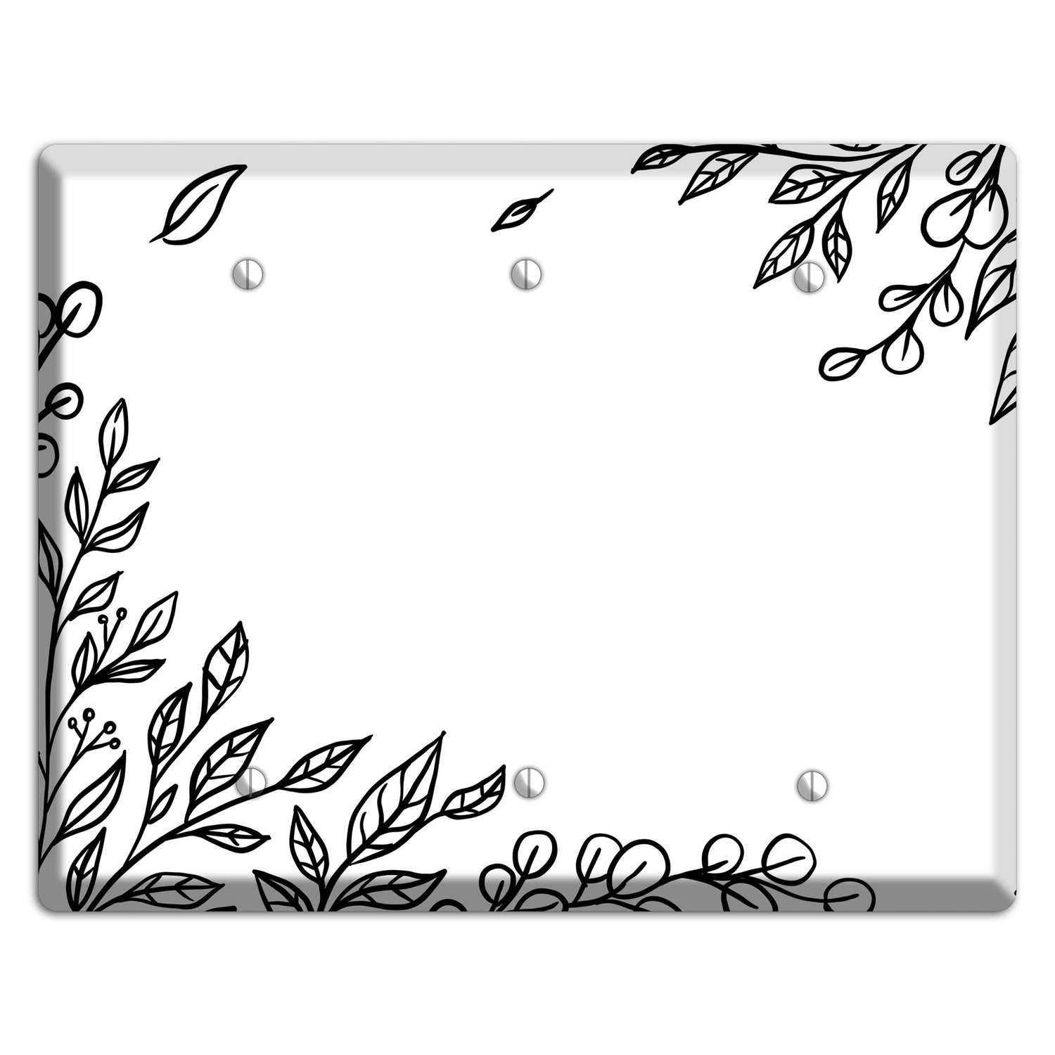 Hand-Drawn Floral 21 3 Blank Wallplate