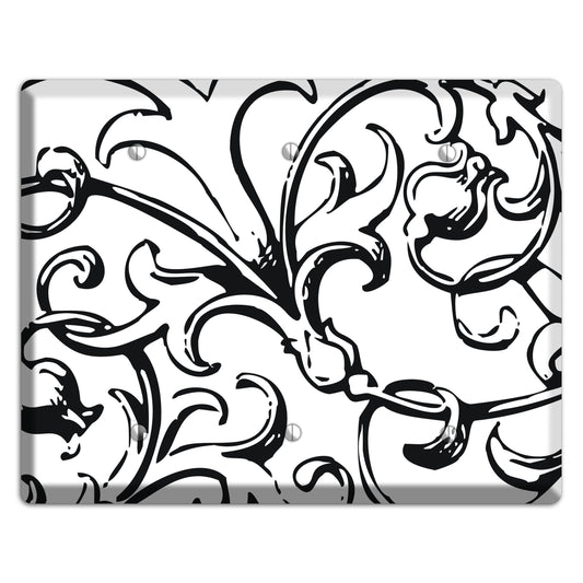 Victorian Black and White 3 Blank Wallplate