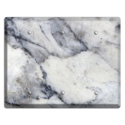 White and Grey Marble 3 Blank Wallplate