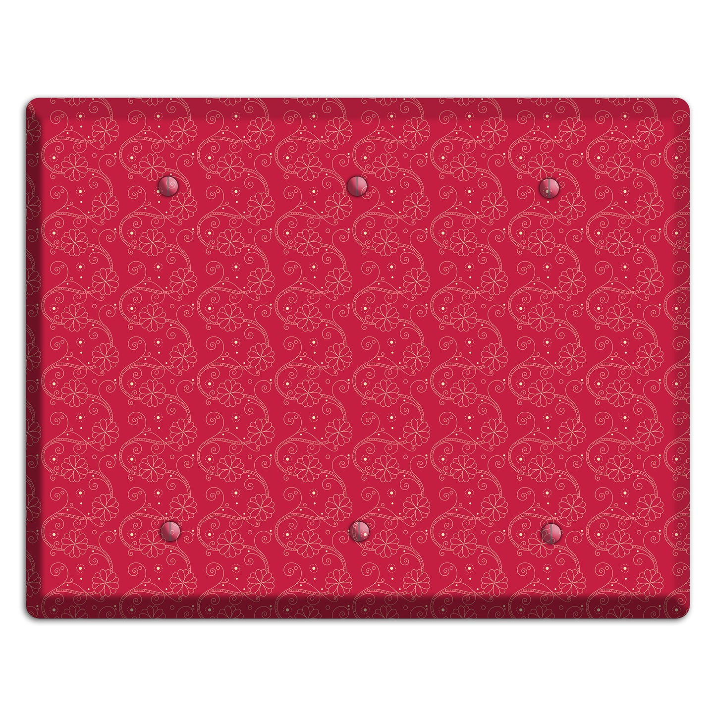 Tiny Red Floral Swirl 3 Blank Wallplate