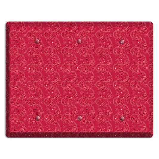 Tiny Red Floral Swirl 3 Blank Wallplate