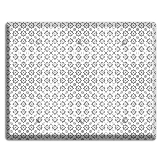 White with Grey Foulard 3 Blank Wallplate