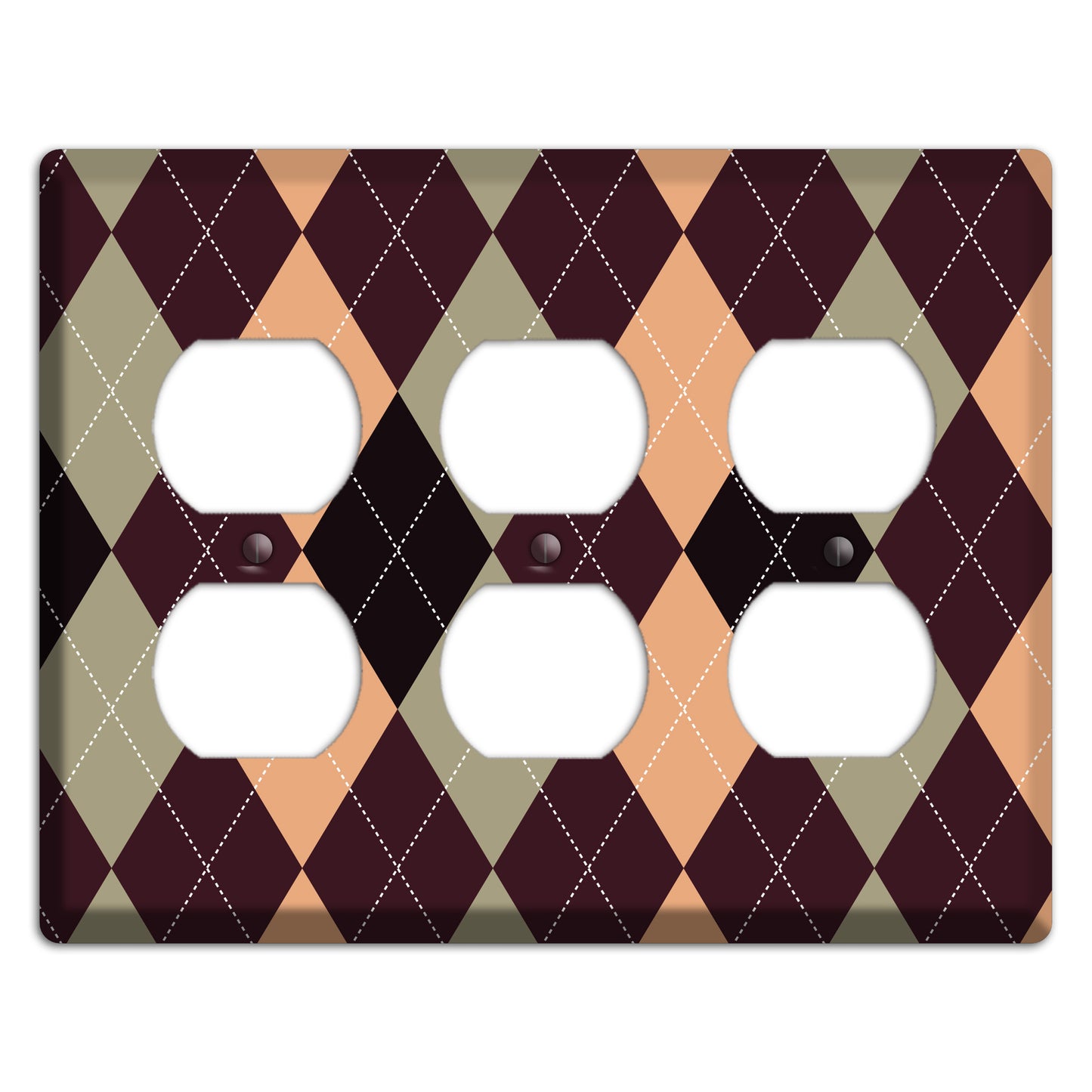 Beige and Brown Argyle 3 Duplex Wallplate