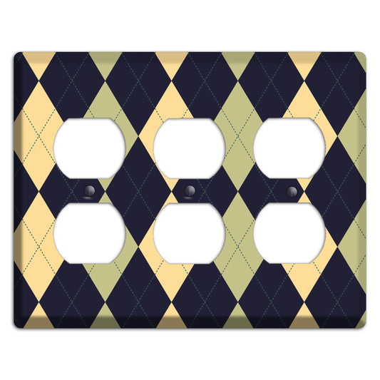 Yellow and Tan Argyle 3 Duplex Wallplate