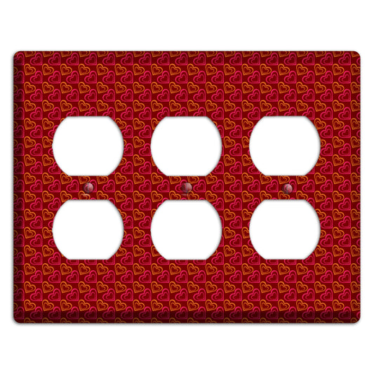 Red and Orange Hearts 3 Duplex Wallplate