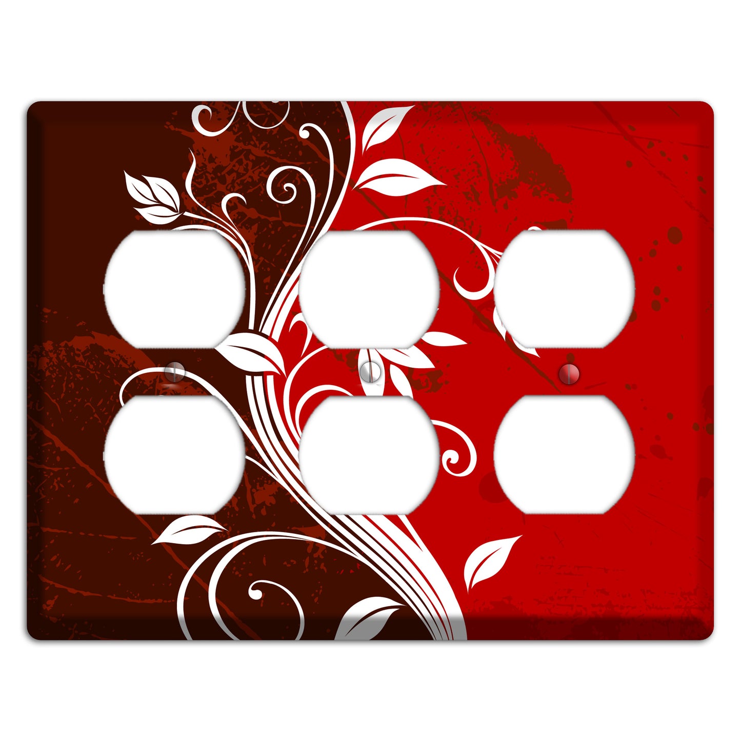 Burgundy and Red Deco Floral 3 Duplex Wallplate