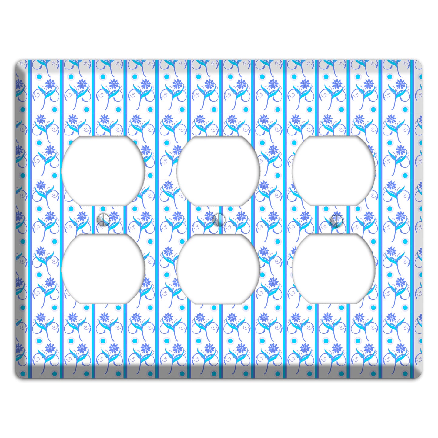 Blue Floral Pattern 3 Duplex Wallplate