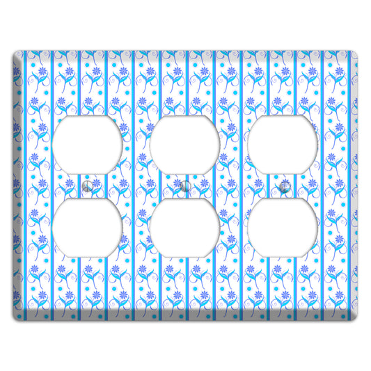 Blue Floral Pattern 3 Duplex Wallplate