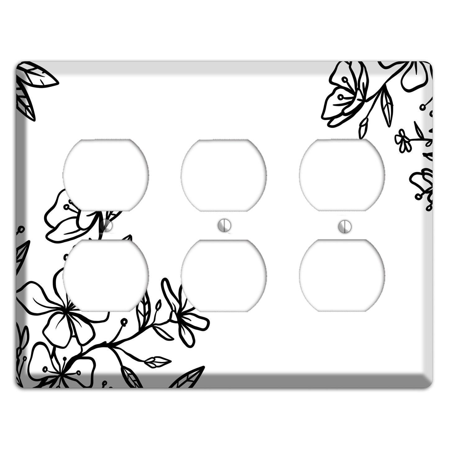 Hand-Drawn Floral 18 3 Duplex Wallplate