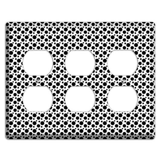 White with Black Small and Tiny Polka Dots 3 Duplex Wallplate