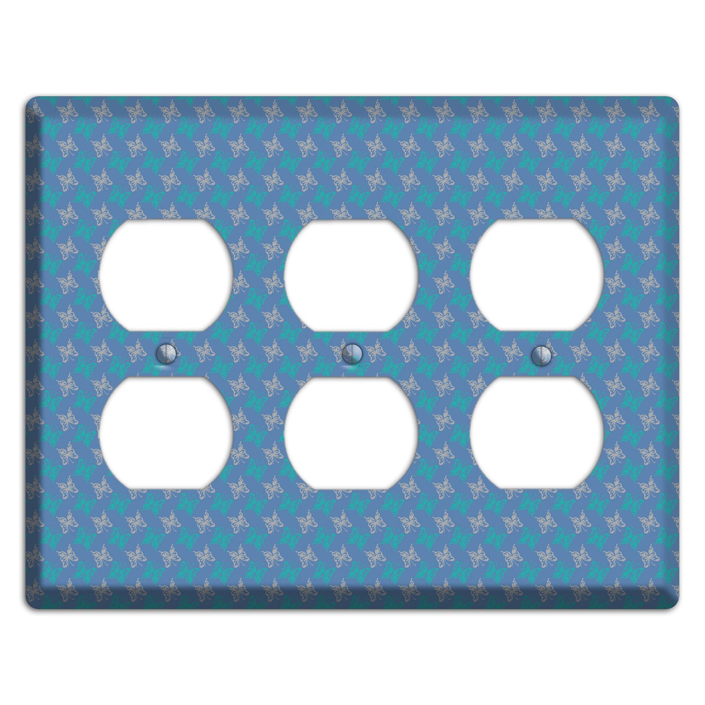 Blue with White and Turquoise Butterflies 3 Duplex Wallplate