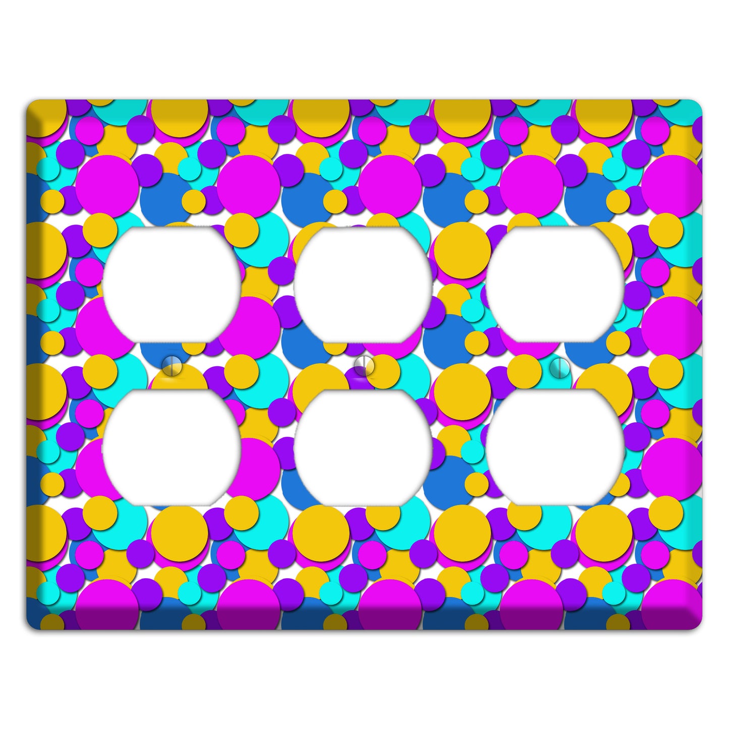 Orange Turquoise Fuschia Blue Bubble Dots 3 Duplex Wallplate