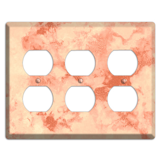 Apricot Peach Marble 3 Duplex Wallplate