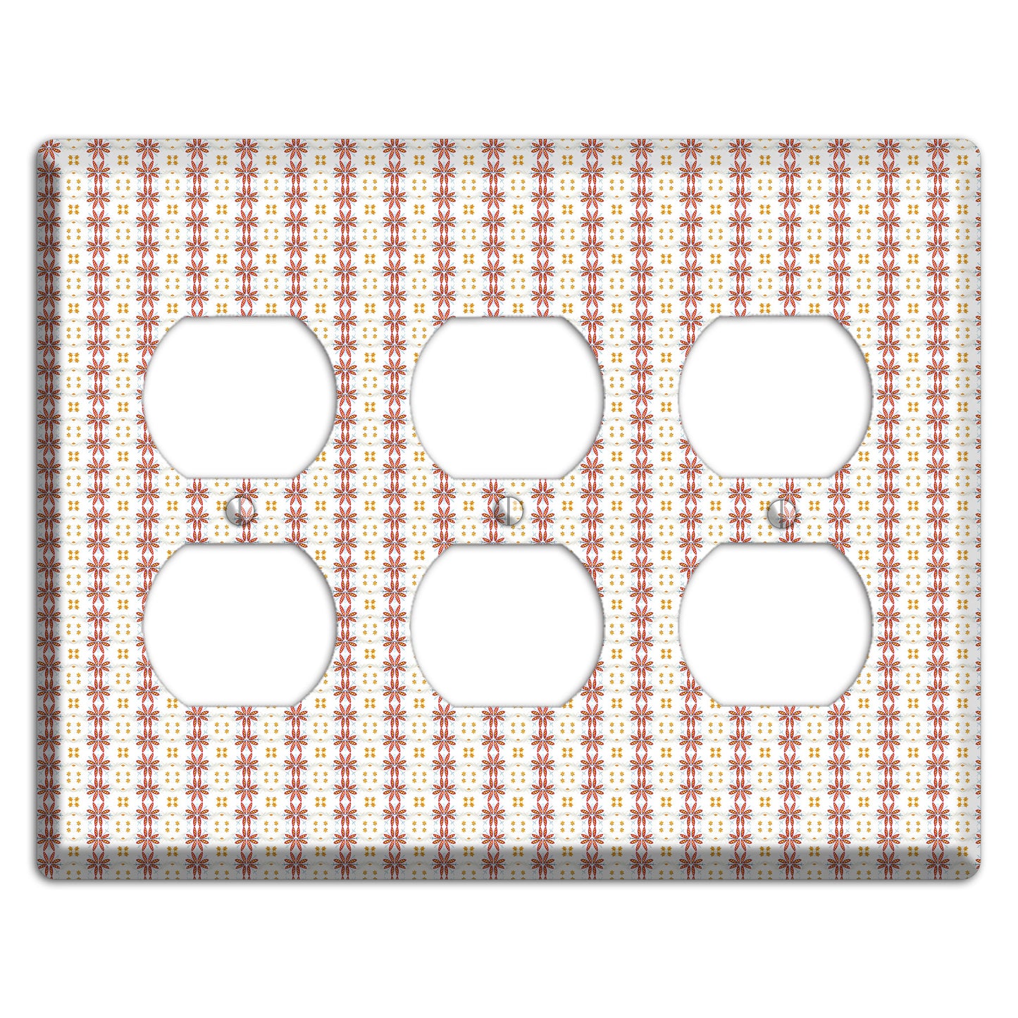 White with Red Smocking 3 Duplex Wallplate