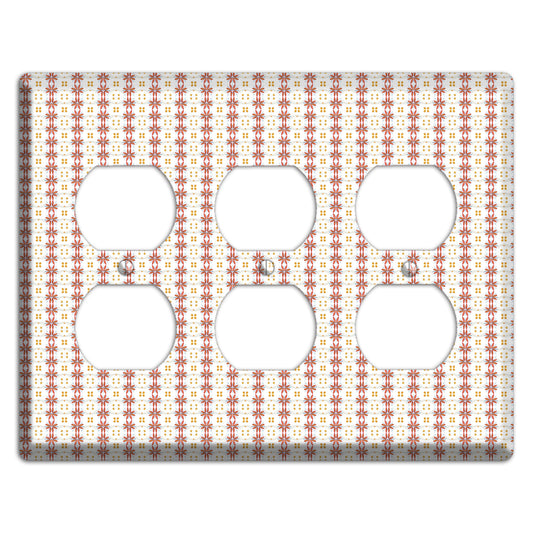 White with Red Smocking 3 Duplex Wallplate