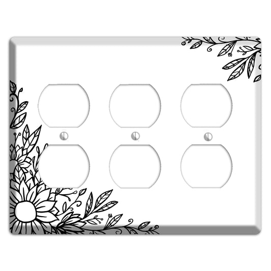 Hand-Drawn Floral 6 3 Duplex Wallplate