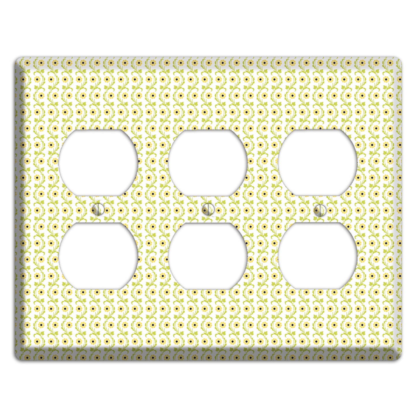 Tiny Yellow and Green Retro Sprig 3 Duplex Wallplate