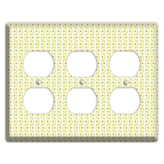 Tiny Yellow and Green Retro Sprig 3 Duplex Wallplate