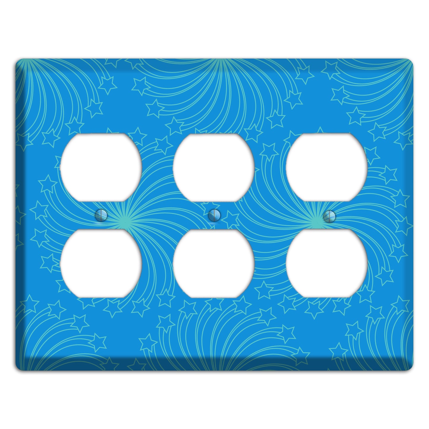 Multi Blue Star Swirl 3 Duplex Wallplate