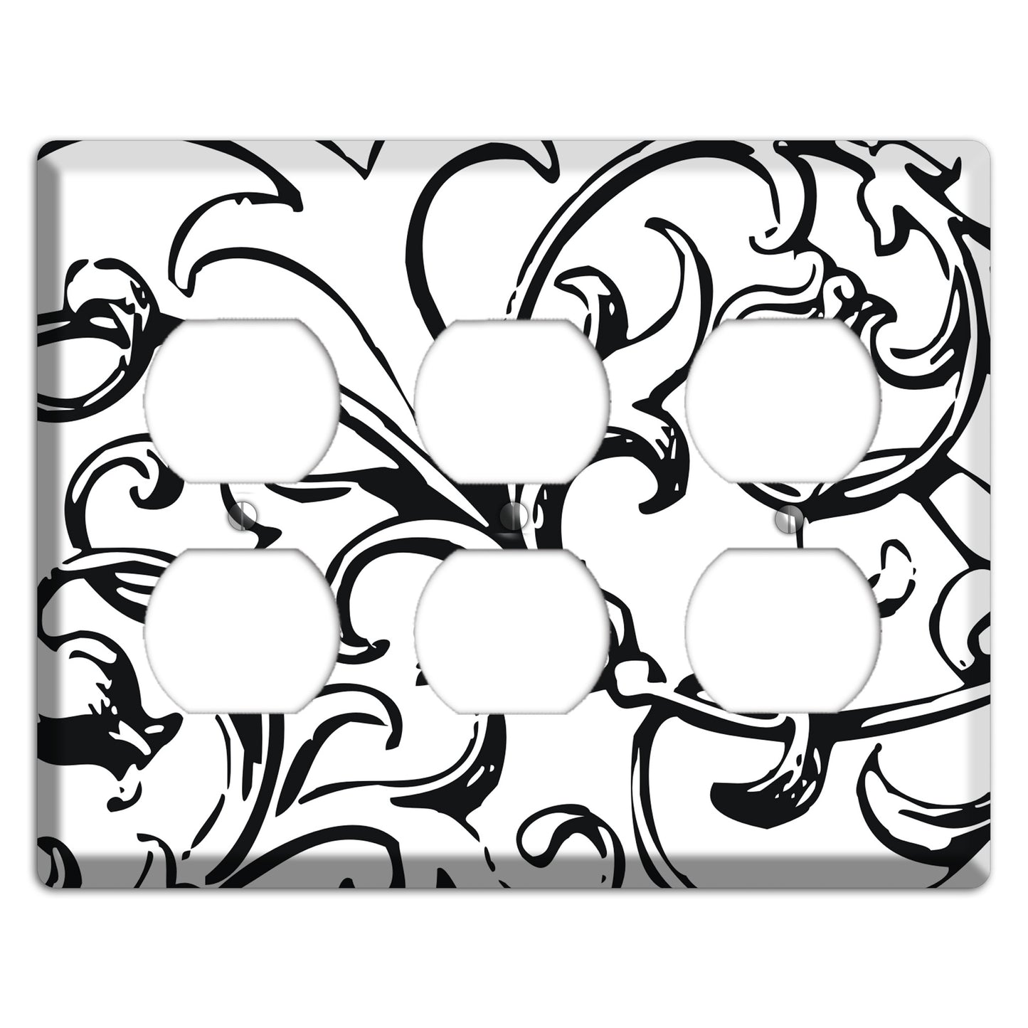 Victorian Black and White 3 Duplex Wallplate