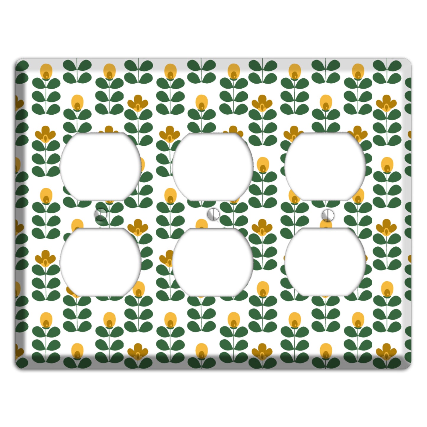 Multi Mustard Deco Floral Half Drop 3 Duplex Wallplate