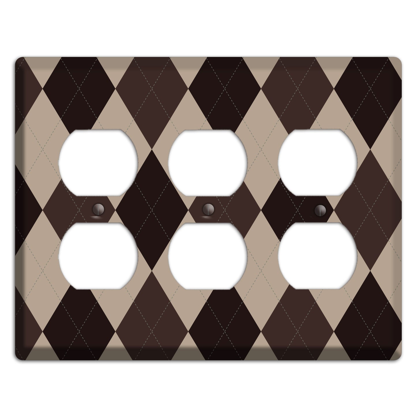 Brown and Beige Argyle 3 Duplex Wallplate