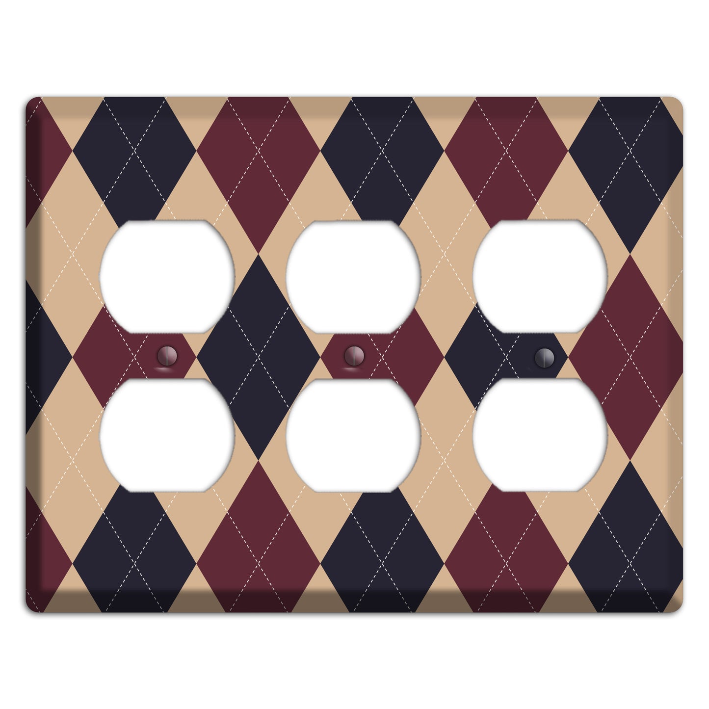 Brown and Tan Argyle 3 Duplex Wallplate