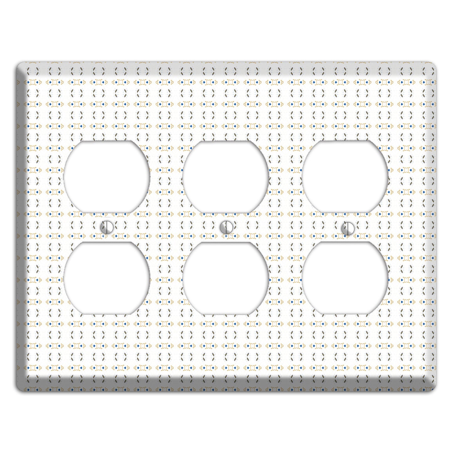 White with Grey and Olive Simple Geometric 3 Duplex Wallplate