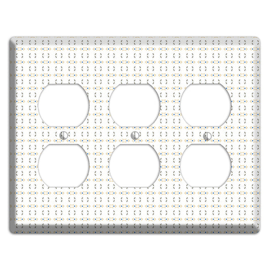 White with Grey and Olive Simple Geometric 3 Duplex Wallplate