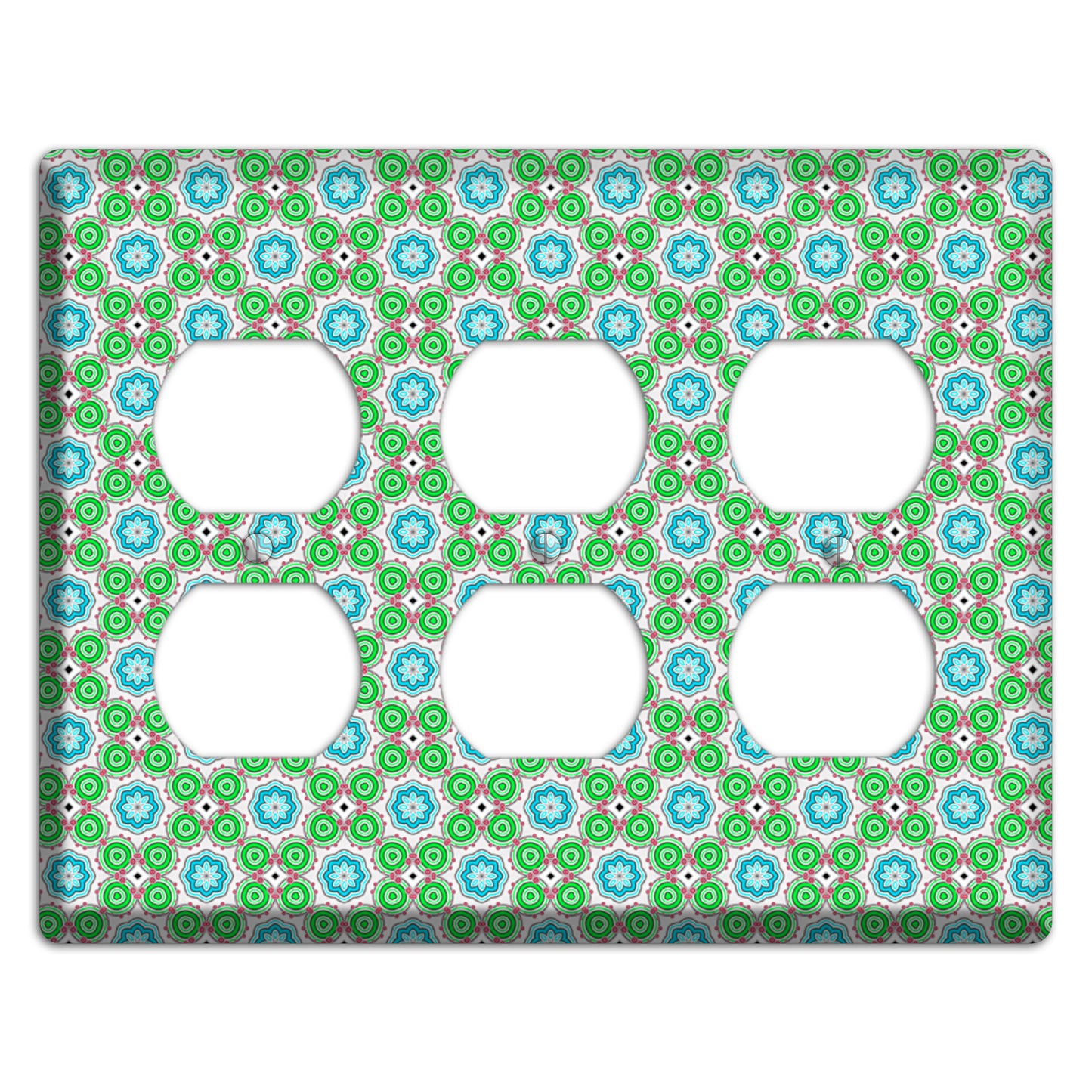 Green and Blue Foulard 3 Duplex Wallplate