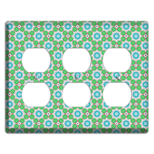 Green and Blue Foulard 3 Duplex Wallplate