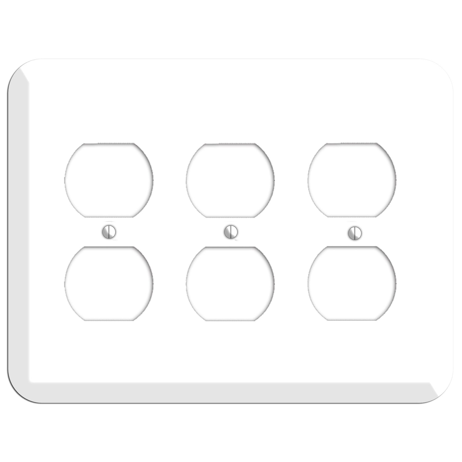 Rounded Corner White Metal 3 Duplex Wallplate