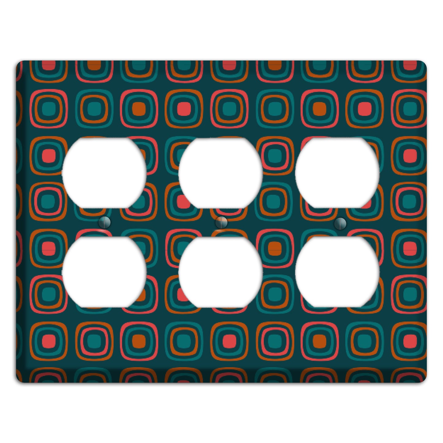 Teal and Pink Rounded Squares 3 Duplex Wallplate