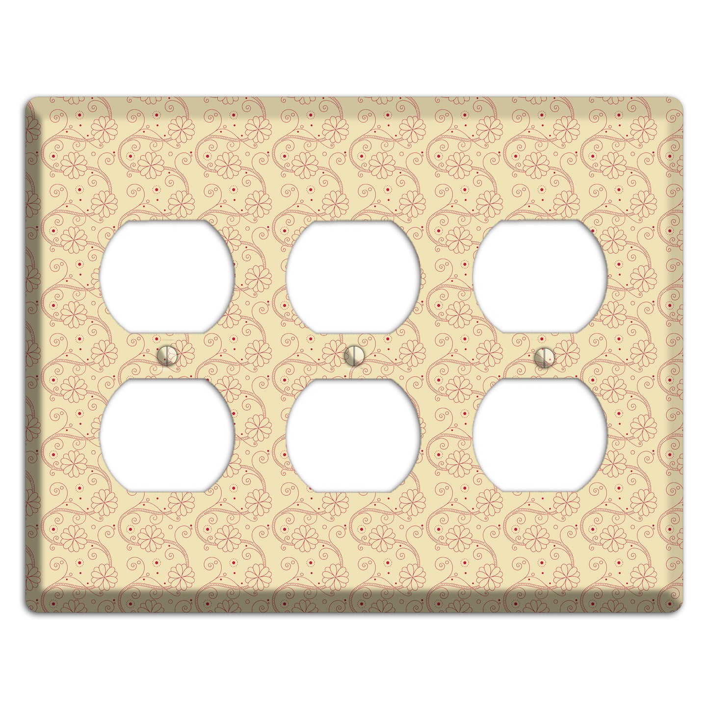 Tiny Off White Floral Swirl 3 Duplex Wallplate