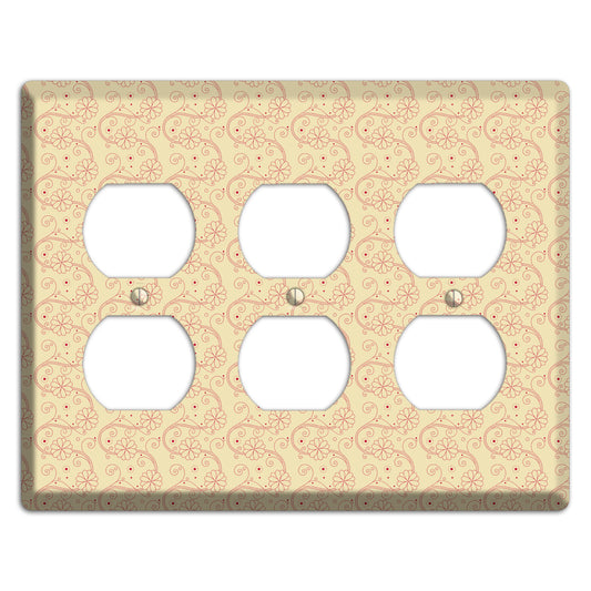 Tiny Off White Floral Swirl 3 Duplex Wallplate