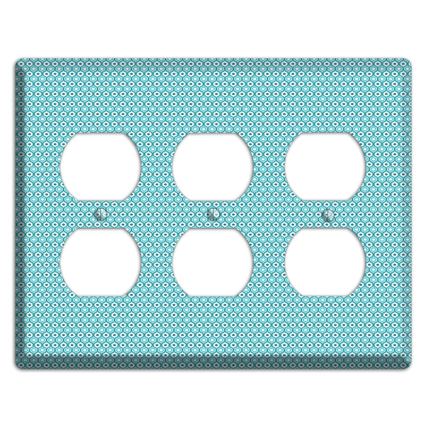 Turquoise Tiny Double Scallop 3 Duplex Wallplate