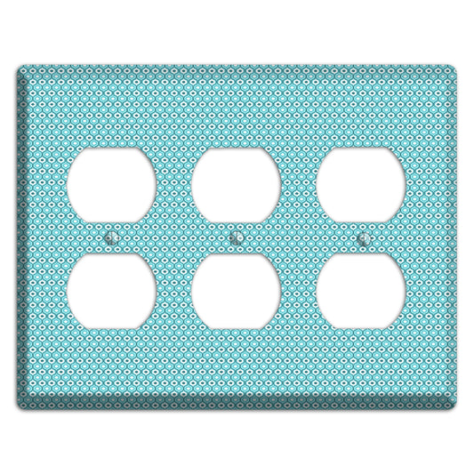 Turquoise Tiny Double Scallop 3 Duplex Wallplate