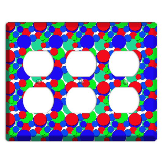 Red Blue Green Bubble Dots 3 Duplex Wallplate