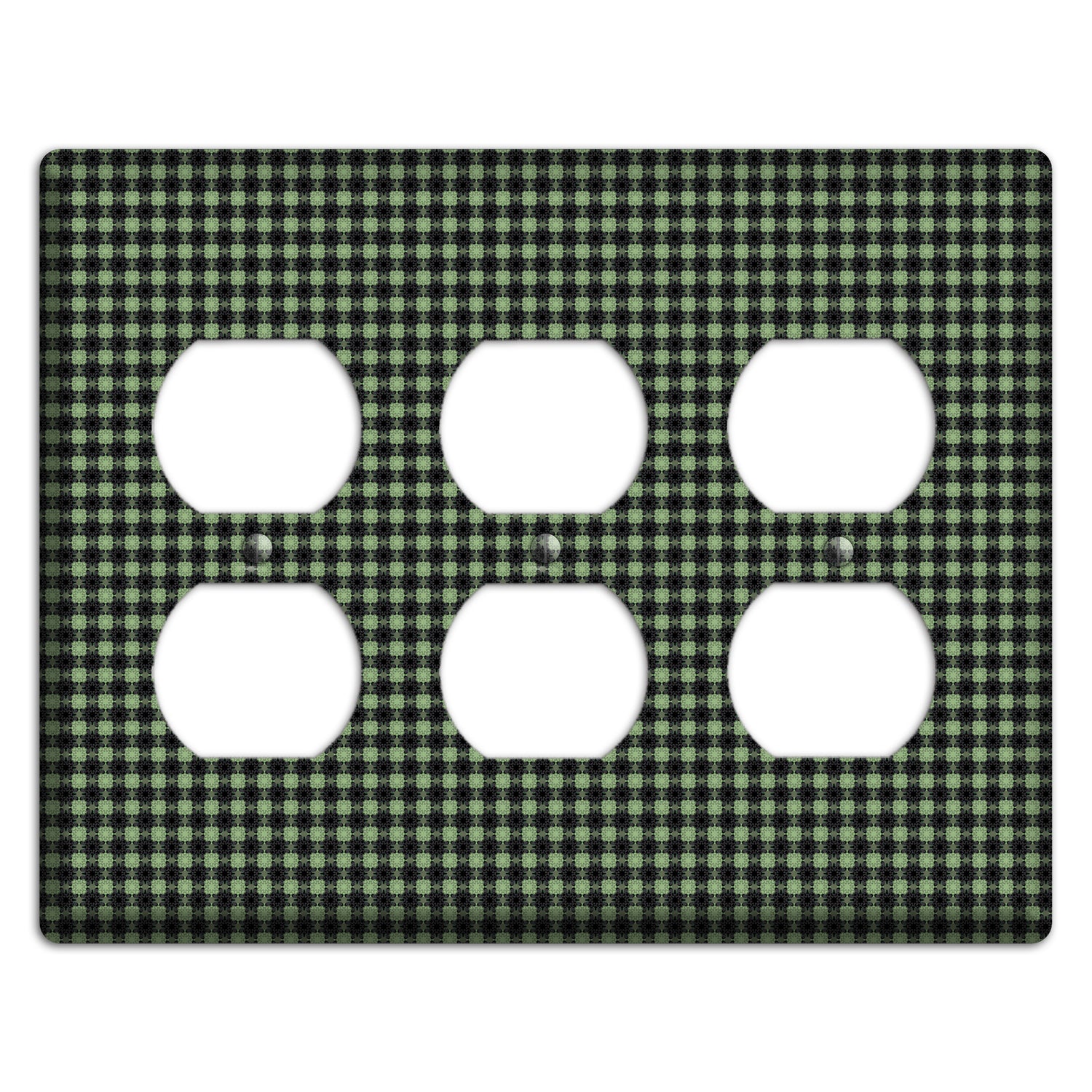 Multi Green Basket Check 3 Duplex Wallplate