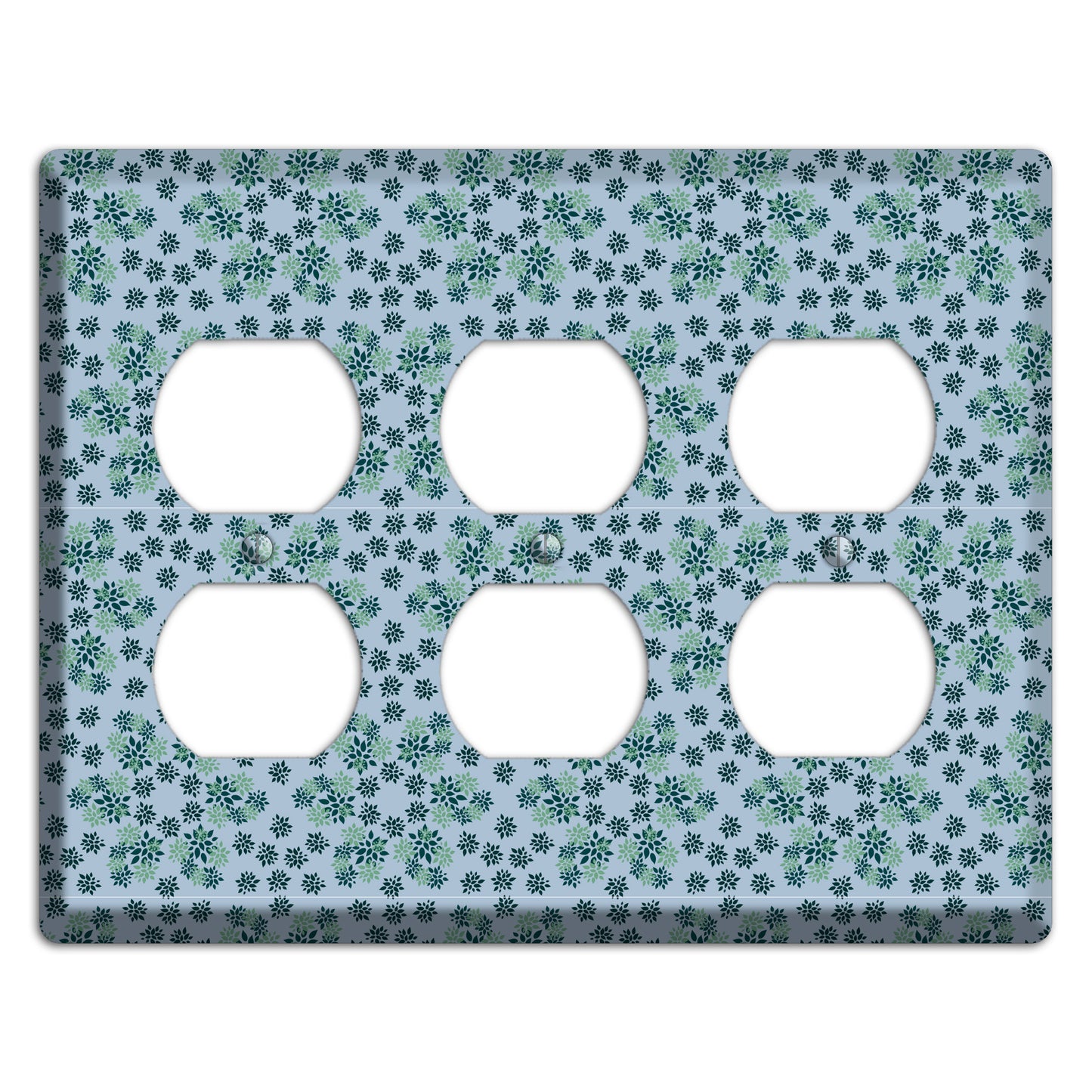 Blue with Multi Green Calico 3 Duplex Wallplate