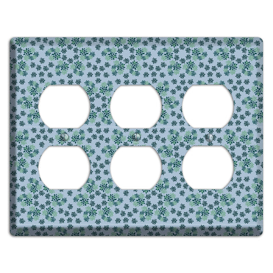 Blue with Multi Green Calico 3 Duplex Wallplate