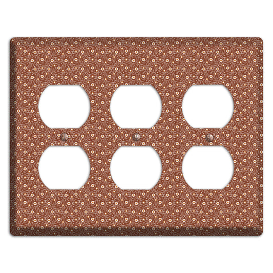 Tiny Brown Vine Floral 3 Duplex Wallplate